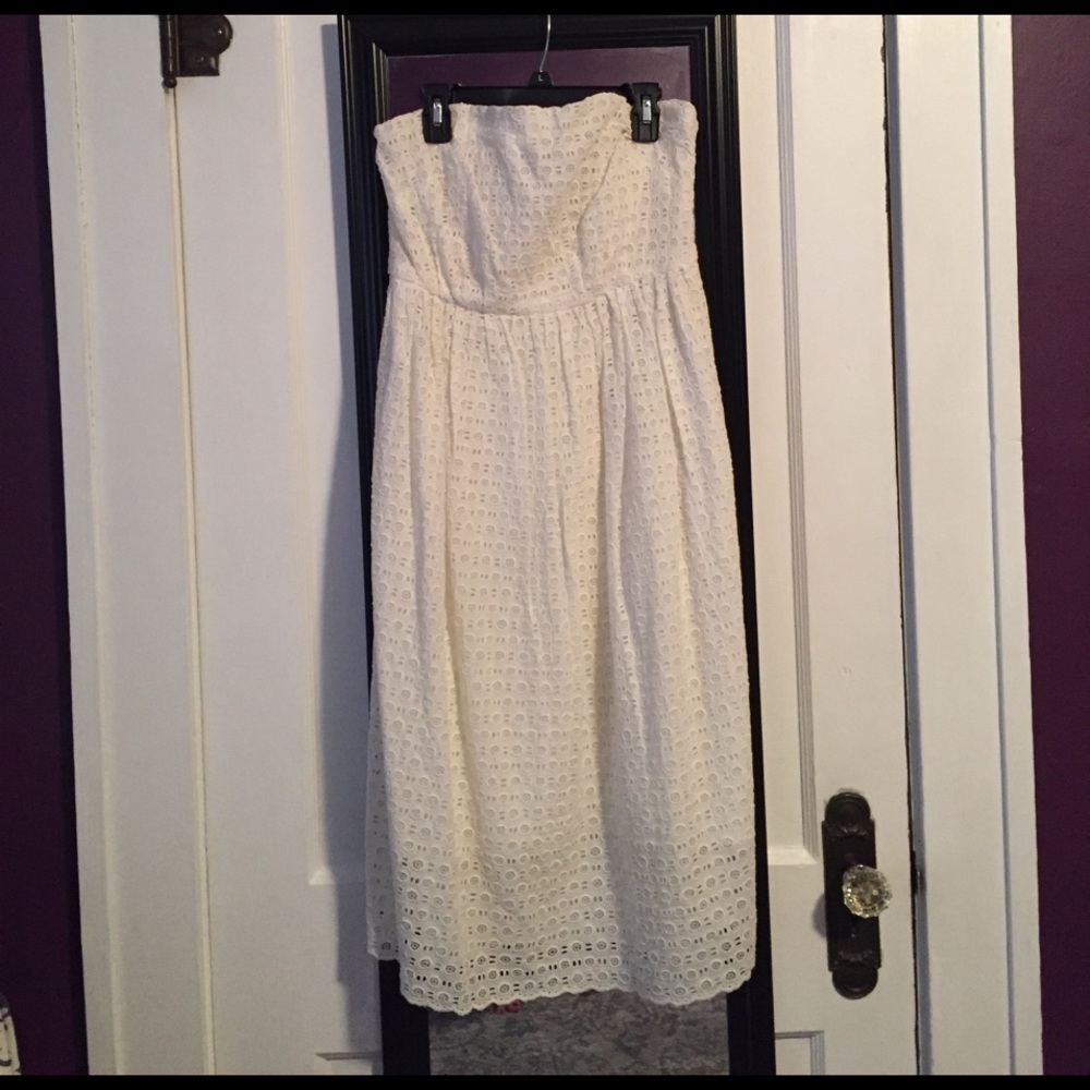 Anthropologie Eyelet Strapless Dress